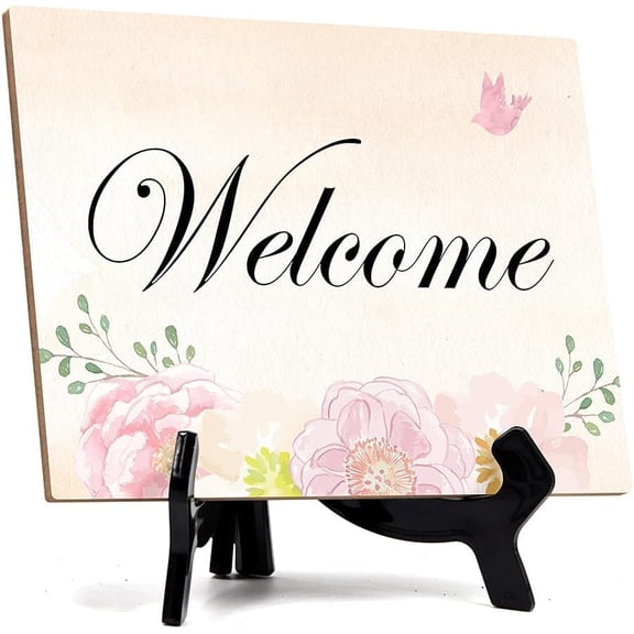 Welcome Table Sign with Easel Stand, 6" x 8" - 5 Pack
