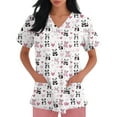 thumbnail image 3 of Valentines Day Scrub Tops for Women Short Sleeve V Neck Love Heart Print Nurse Working Uniform Scrubs with Pockets Blue 3XL, 3 of 5