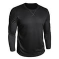 thumbnail image 4 of Mens Polos Tops Long Sleeve Thermal Knit Texture Base Layer Mens Performance Polos,Black,XL, 4 of 9