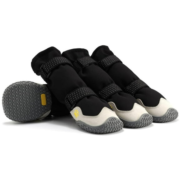 Payanwin Dog Boots Snow Warm Dog Booties 4PCS Winter Water Resistant Dog Shoes Warm Lining Nonslip Rubber Sole with Reflective Strap for Snow Rain (Black ï¼ White, 1#)