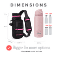 thumbnail image 2 of Spacetrony Neoprene Water Bottle Sleeve with Phone & Keys Pockets – Fits 12–32 oz Cylindrical Bottles – Hands-Free Crossbody & Shoulder Strap Bag – Black and Pink, 2 of 9