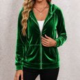 thumbnail image 5 of Enjoytime Velvet Hoodies for Women Long Sleeve Zip Up Jacket Fall Winter Solid Soft Casual Sweatshirt Outerwear with Pocket, 5 of 7