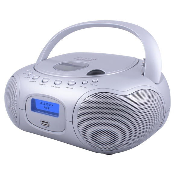 Boombox portátil para CD/MP3 HANNLOMAX HX-309CD con Bluetooth, color plateado