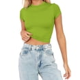 thumbnail image 2 of Womens Shirts Summer Fashion Short Sleeve Cute Crop Tops Casual Basic Crewneck Slim Fit T Shirts Womens Tops, 2 of 5