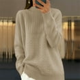 thumbnail image 2 of Rohuuque Women's Fall Cable Knit Sweater Casual Long Sleeve Crewneck Sweater Soft Cozy Knit Tops Loose Blouse for Daily Outfits Rose Gold, 2 of 6