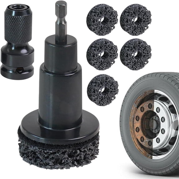 Wheel Hub Cleaning Tool,Wheel Stud Cleaner,Brake Cleaner,Wheel Hub Resurfacing Kit,for Quick Rust Removal On Lug Studs and Brake Rotors,Automotive Maintenance Tool