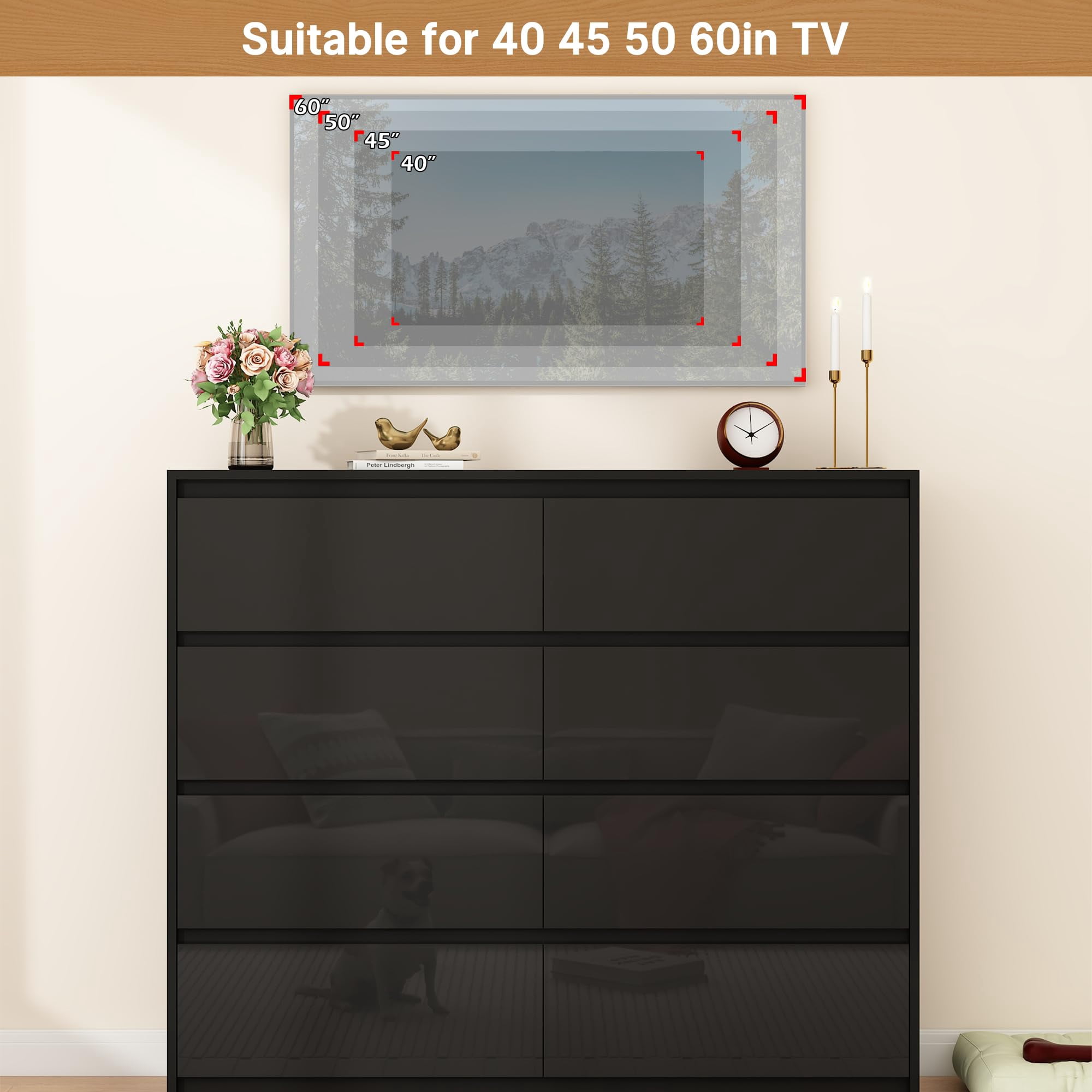 8 drawer black dresser for bedroom Belmont 8 Drawer Dresser, Black by Four Hands  High Fashion Home