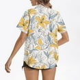 thumbnail image 4 of JURANMO Sales of The Day Clearance! Ladies Hawaiian Button Down Shirts Casual Short Sleeve Lapel Summer Blouse Fashion Floral Tropical Print Tunic Tops Yellow M, 4 of 5