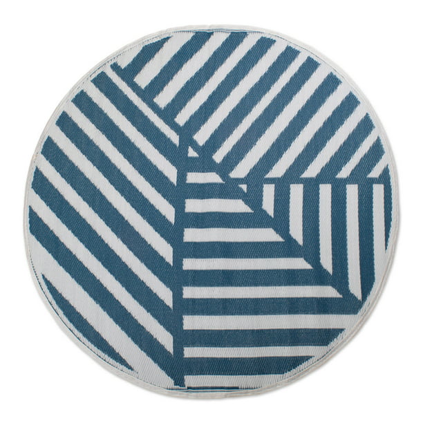 Dii Blue Geometric Outdoor Rug 5 Ft, 5 Ft Round Rugs
