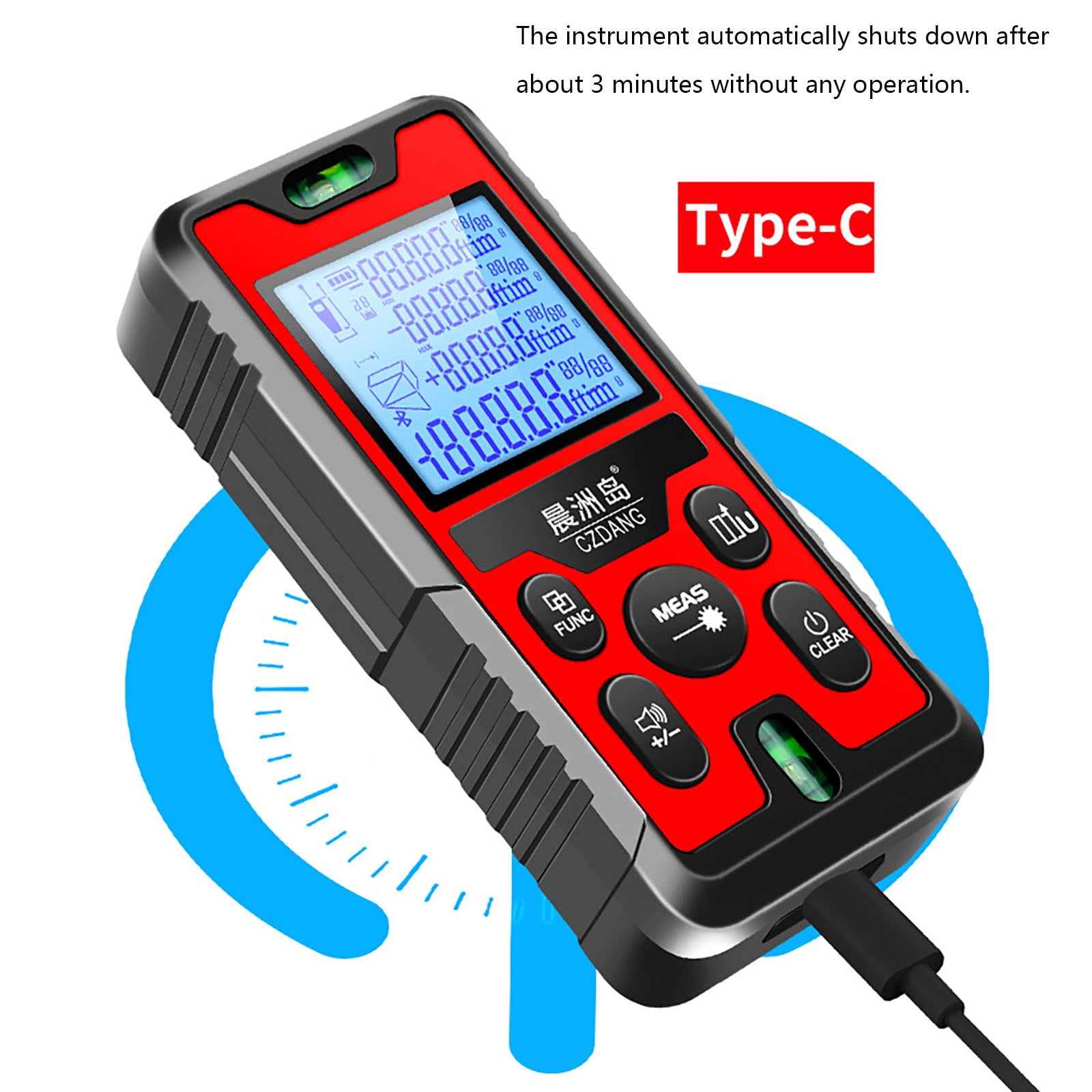Distance Measurer Handheld Electronic Tape Measure With LCD Display Rechargeable For Indoor/Outdoor Use Construction