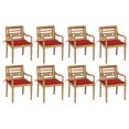 thumbnail image 1 of vidaXL Batavia Chairs with Cushions 8 pcs Solid Teak Wood, 1 of 5