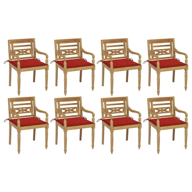 vidaXL Chaises Batavia avec Coussins 8 Pcs Bois de Teck Massif