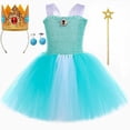 thumbnail image 3 of Disfraz de princesa Rosalina para niñas, vestido de tul con tutú verde menta, vestido de fiesta para niños, cumpleaños, Halloween, carnaval, ropa para fiesta, 3 of 5