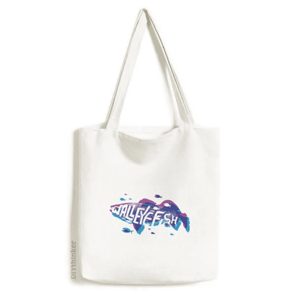 Blue Purple Cartoon Fish Ocean Animal Tote Canvas Bag Shopping Satchel Casual Handbag