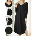 thumbnail image 5 of Avidlove Womens Long Sleeve Nightgown V Neck Nightshirts Sleepwear with Pockets, 5 of 7