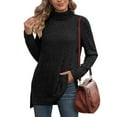 thumbnail image 6 of SHIBEVER Sweaters for Women Long Sleeve Pullover Casual Fall Tunic Tops Turtleneck Lightweight Soft Sweaters Side Split Loose Winter Clothes, 6 of 10