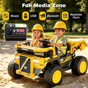 East doll 24V Powered Ride on Dump Truck, Caterpillar Licensed 2 Seater Ride on Toy for Big Kids, 24 Ride ons for Ages 3-8, Ride on Car with Dump Bed, Remote Control, Shovel, 4×100W, Yellow
