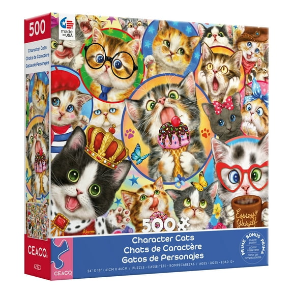 Ceaco Character Cats (Kayomi Harai) 500 Piece Interlocking Jigsaw Puzzle