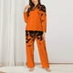 thumbnail image 2 of Balery Halloween With Black Bats Conjunto de Pijama con Estampado para Mujer, Conjunto de Dos Piezas con Manga Larga, Ropa de Dormir Suave con Bolsillos, Pijamas Cómodos-Medium, 2 of 6