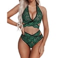 thumbnail image 4 of Gibobby Conjunto de lencería de encaje Camisón de encaje para mujer, lencería sexy de encaje para novia(Verde, 4XG), 4 of 5