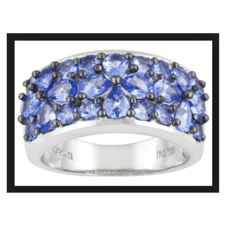 2.52ctw pear shape and round tanzanite sterling silver Ring 7