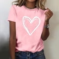 thumbnail image 4 of Hauts pour Femmes Saint-Valentin Manches Courtes Imprimé Cœur Col Rond T-Shirt Décontracté Rose m, 4 of 6
