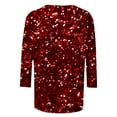 thumbnail image 4 of Tiweut Hauts Décontractés pour Femmes Mode Manches 3/4 à Sequins Col Rond Coupe Ample T-Shirts pour Femme Rouge, 4 of 4
