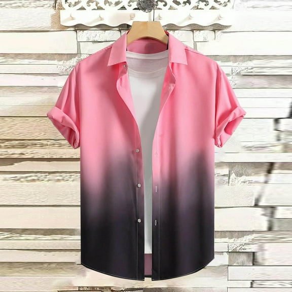 PiGOGI Men's Vintage Style Bowling Shirt Short Sleeve Button Up, Retro Print Casual Summer Top, Breathable Polyester Cuban Collar, M-XXXXL White
