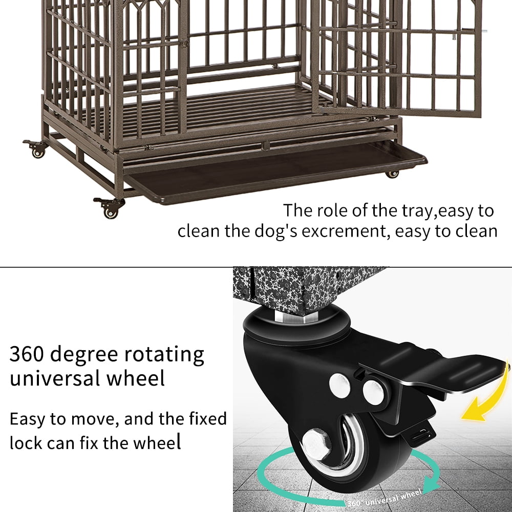 SMONTER Heavy Duty Dog Crate Y Shape Strong Metal Kennel for Large Dogs
