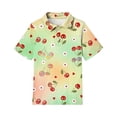 thumbnail image 3 of Hearthz Girls Polo Uniform Shirt Cherry Floral Printed Short Sleeve Boys' Tops, Tees & Shirts Lapel Collar Back To School Clothes for Teen Girls School Uniform 5-6Y, 3 of 7