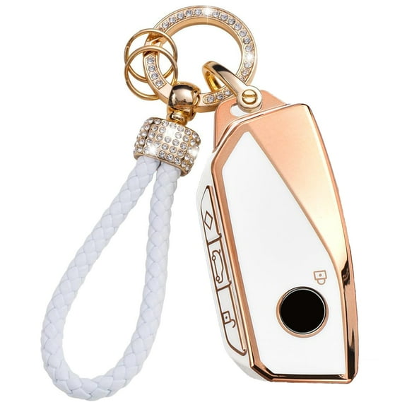 Car Key Shell Case Fit for BMW 2 Series 3series 5 Series 7 Series 740i 760i X1 X5 X6 X7 XM IX IX3 I5 I7 2023 2024,Soft TPU Key Fob Cover Antiscratched Key Holder with Full Protectction