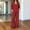 Red, variant on Women's Summer Polka Dot Printed 2 Piece Loungewear V Neck Long Sleeve Top & Loose Wide Leg Long Pants with Pockets Soft Casual Matching Pajama Set White