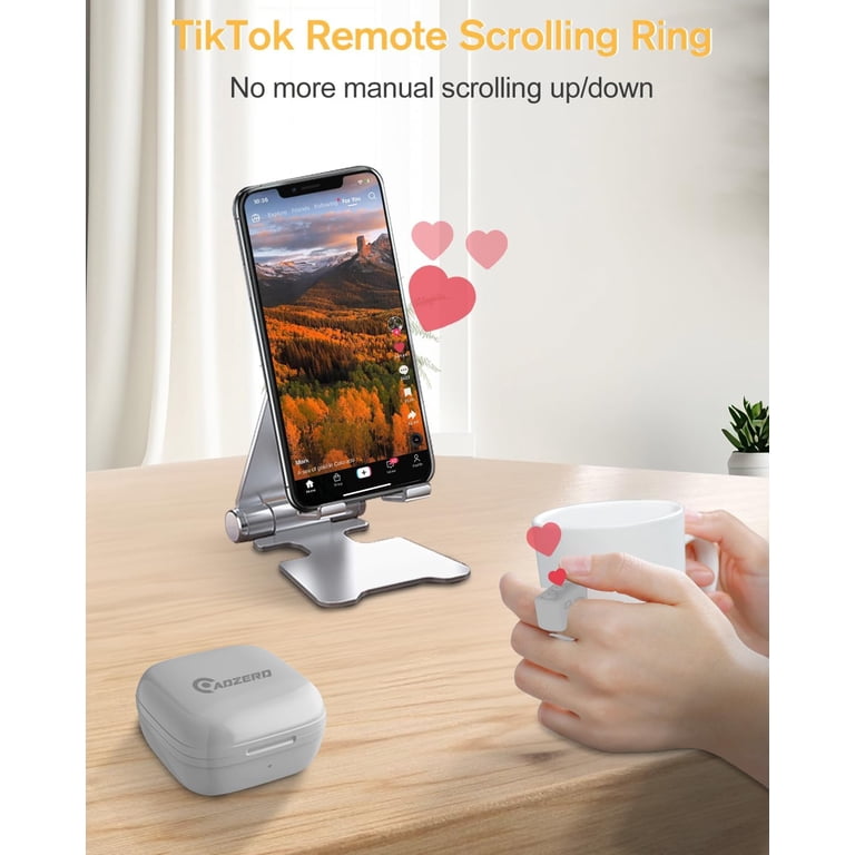 Bluetooth Remote Control Ring - Page Turner For Kindle App & TikTok Scroller, Camera Shutter For IPhone/Android