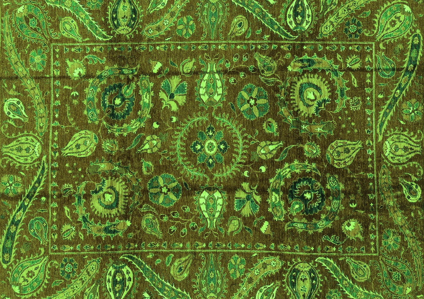 Ahgly Company Indoor Rectangle Oriental Green Traditional Area Rugs, 5