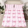 thumbnail image 2 of Feelyou Stripe Bowknot Teens Bed Sheets, Pink Watercolor Bow King Sheets, 4 Pieces, 2 of 7