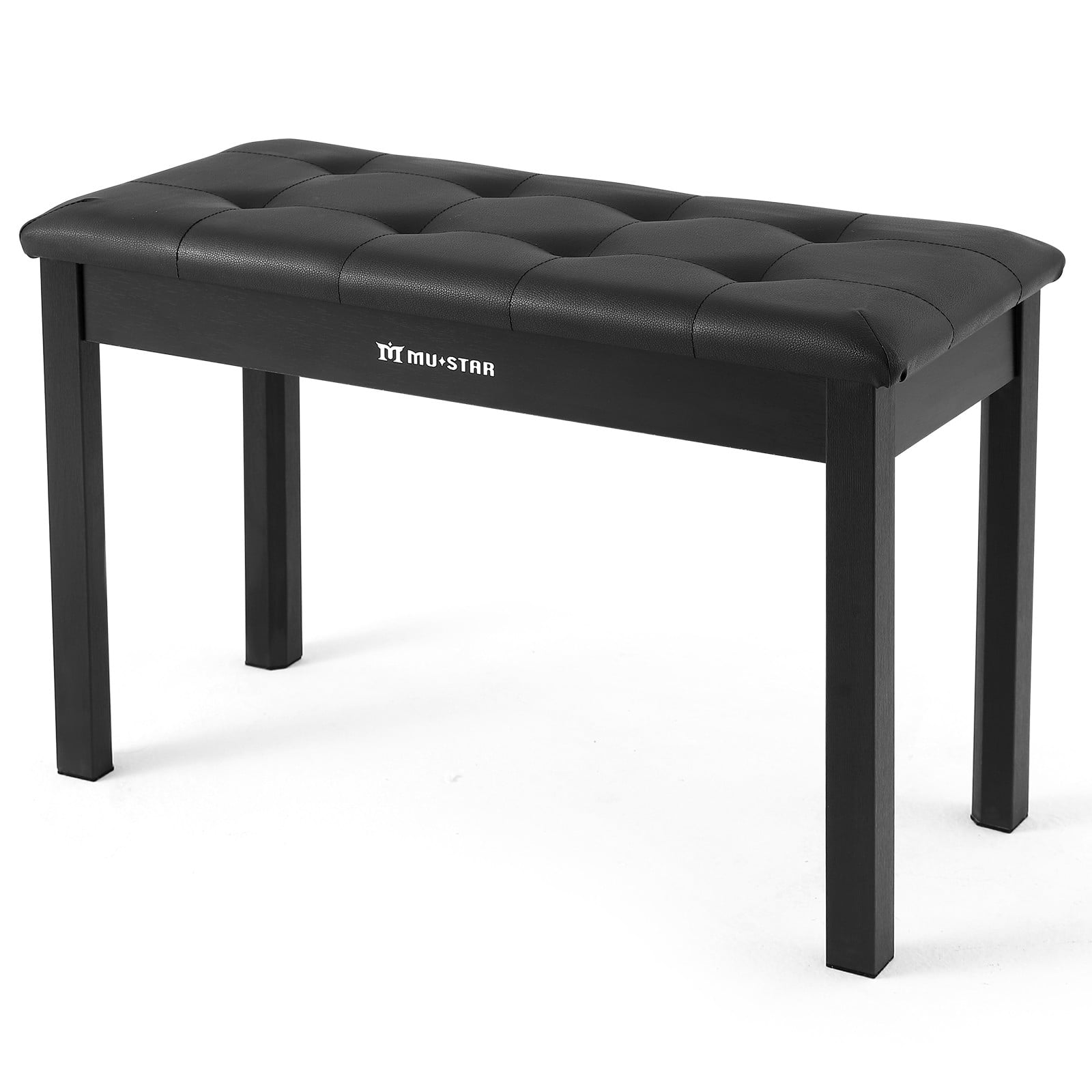 Mustar Duet Piano Bench Wood Stool with Storage, Padded Cushion for Keyboard Piano