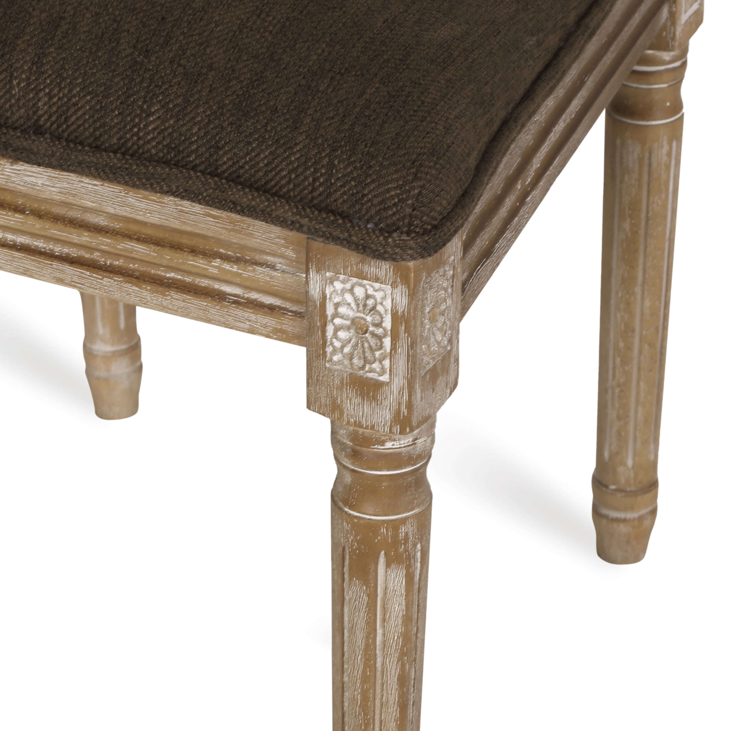 Noble House Beckstrom French Wood Upholstered Dining Chair, Set of 6, Brown, Natural