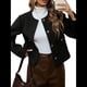 thumbnail image 3 of Chaqueta Blazer Corta para Mujer, Sin Cuello, con Botones, Estilo Informal de Negocios, para Otoño e Invierno. Negro M, 3 of 9