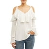 Sofia Jeans Cold-Shoulder Ruffle Neck Woven Top Women's