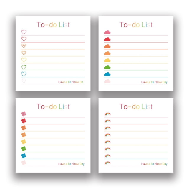 Sticky Notes Rainbam Cute Rainbow Heart, 4 libretas, 200 hojas