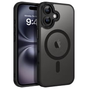 BENTOBEN Case for iPhone 16 Compatible with Mag-Safe, 6.1 Metal Lens Frame Button Frame Hard Tpu Matte Magnetic Anti-Fingerprint Shockproof Protective Cover, Black