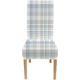 thumbnail image 4 of Plaid Slip Covers for Dining Chairs Set of 6 Seamless Plaid Check Pattern in Blue Grey Pale Beige and White Stretch Dining Chair Cover Washable Spandex Kitchen Parsons Chair Slipcovers, 4 of 5