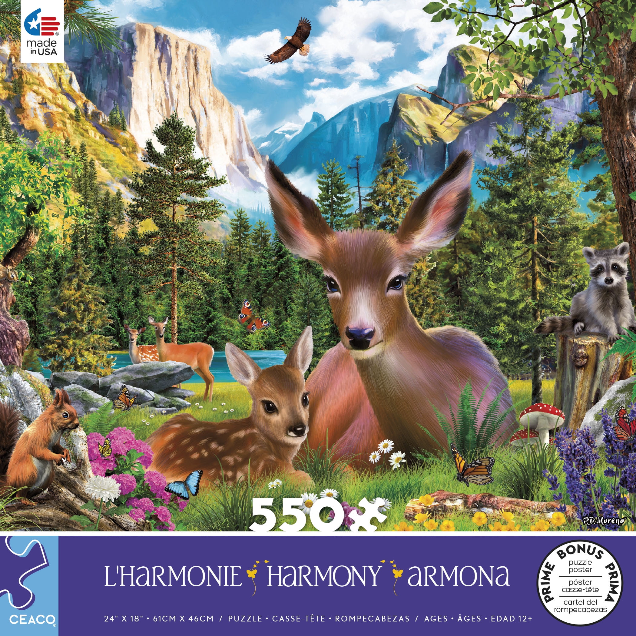 Ceaco 550-Piece Harmony Deer Harmony Interlocking Jigsaw Puzzle