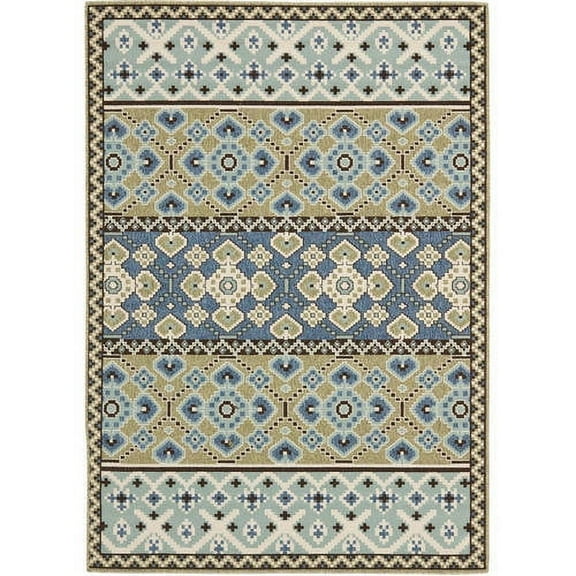 SAFAVIEH Veranda Moriah Southwestern Indoor/Outdoor Area Rug, 5'3" x 7'7", Green/Blue
