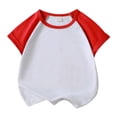 thumbnail image 4 of XIMIN Boys Raglan Short Sleeve Shirt - Casual Crewneck Kids Tee Pullover Tee T-Shirt Kids Top for Summer Play Everyday Outfit (Red, 18-24 Months), 4 of 4