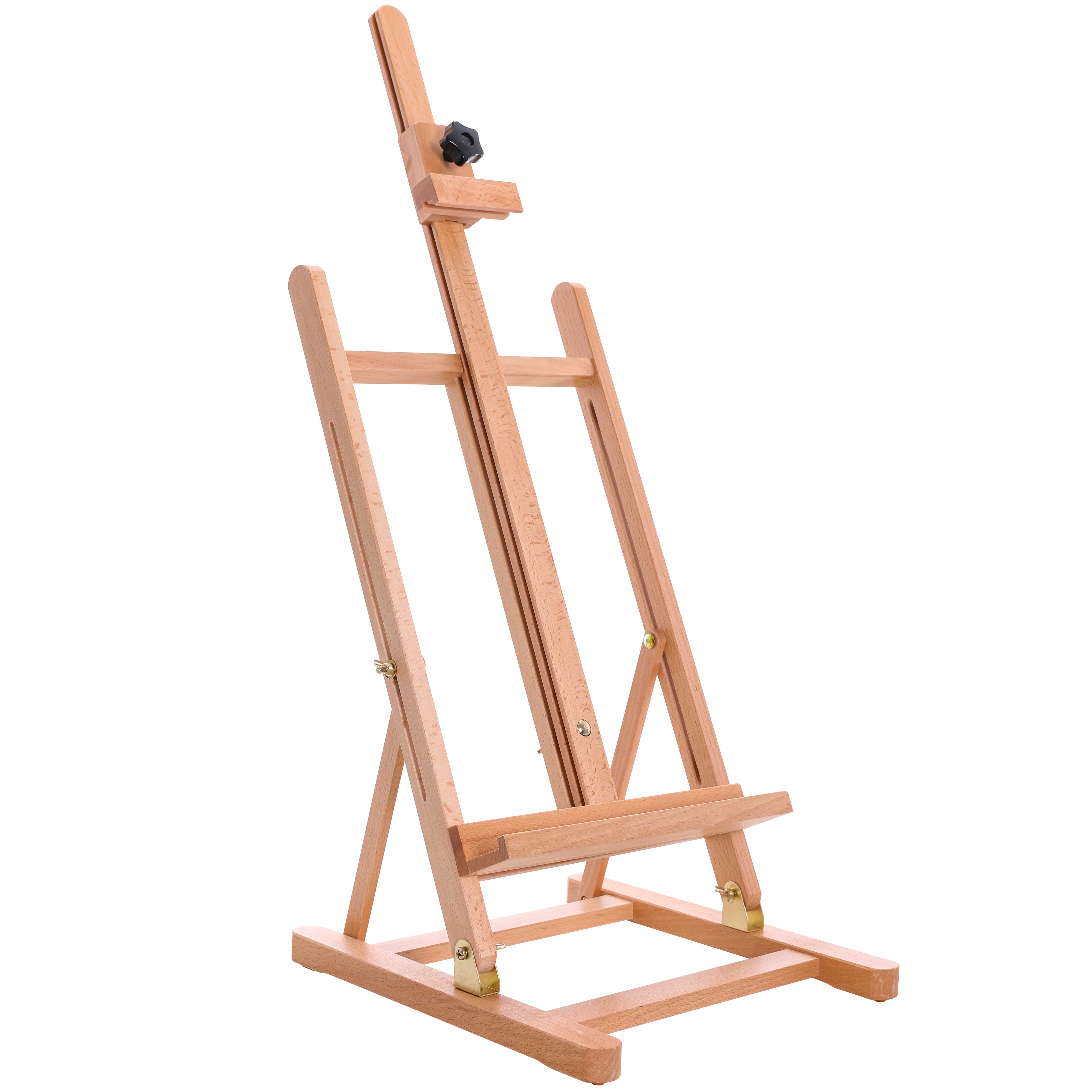 U.S. Art Supply Medium Tabletop Wooden H-Frame Studio Easel, Artist Adjustable Beechwood Paint Display Easel, 27" Canvas