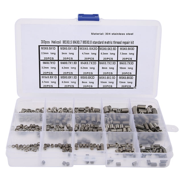 Insert Fileté, Insert Fileté 300pcs Fileté Outil de Réparation Filetage Kit de Réparation de Haute Intensité