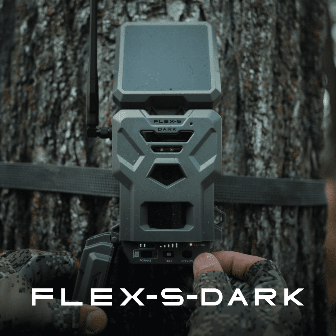 SPYPOINT Flex-S Dark Solar Outdoor Cellular Trail Camera - Integrated Solar Panel, No WiFi Needed, Night Vision Motion Activated, Dual-Sim LTE, 40MP Photos and 1080p w/Sound