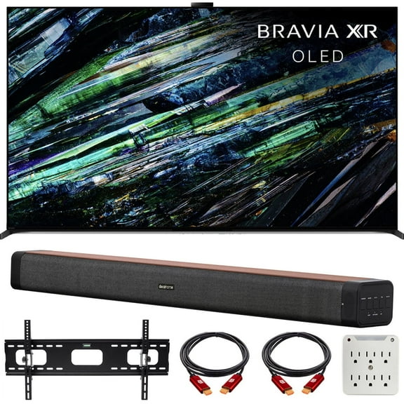 Sony XR77A95L BRAVIA XR A95L 77 inch QD-OLED 4K HDR Smart TV with Google TV (2023) Bundle with Deco Gear 60W 2.0 Channel Soundbar, 37"-100" TV Wall Mount Bracket Bundle and 6-Outlet Surge Adapter