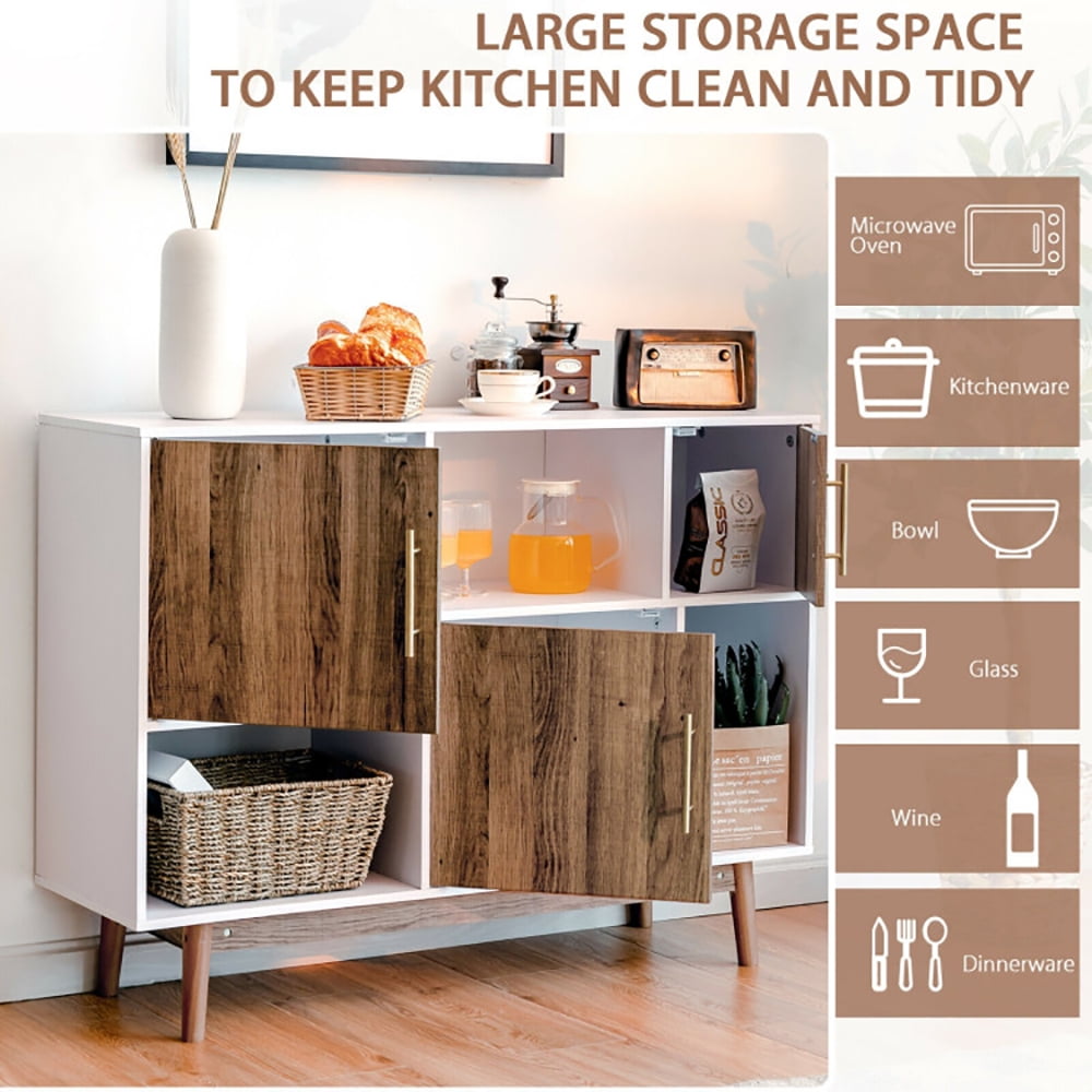 Finihen Storage Cabinet, Sideboard Storage Cabinet with Storage Compartments, for Living Room, Home, Office, Entryway, Brown
